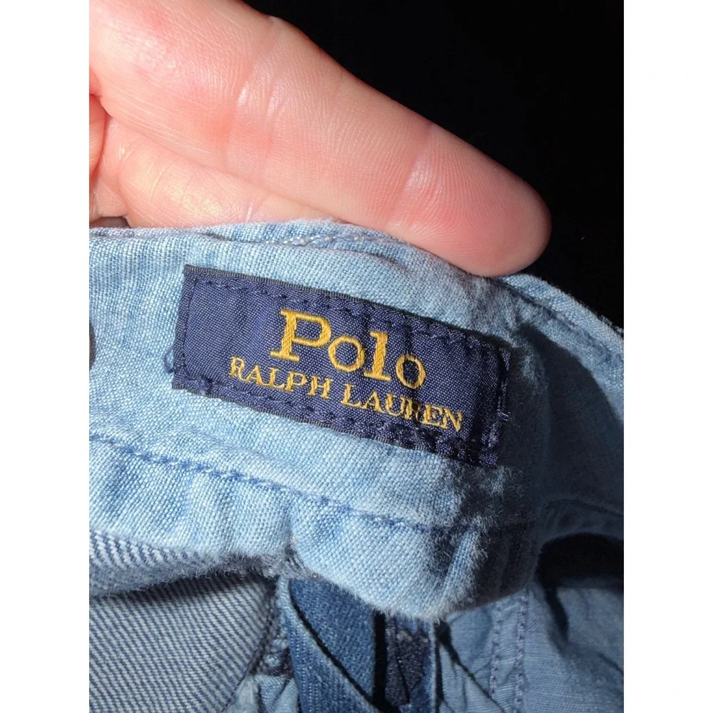 Polo Ralph‎ Lauren Girls Pleated Wide Leg Jeans Medium Wash Raw Hem Size 10 M2